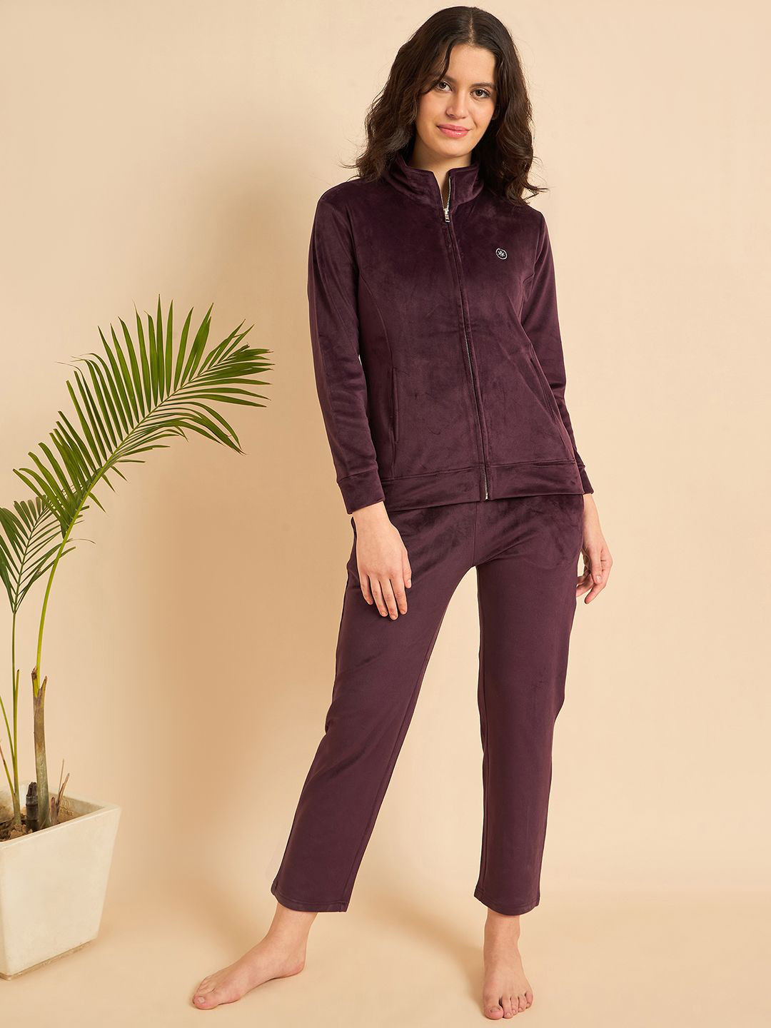 KIZA Women Mandarin Collar Top & Pyjamas Night suit