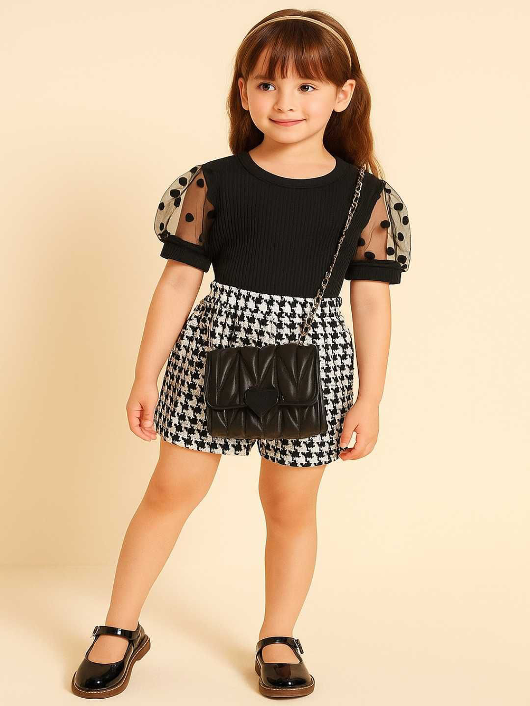 Ninas Girls Short Sleeves Top With Shorts