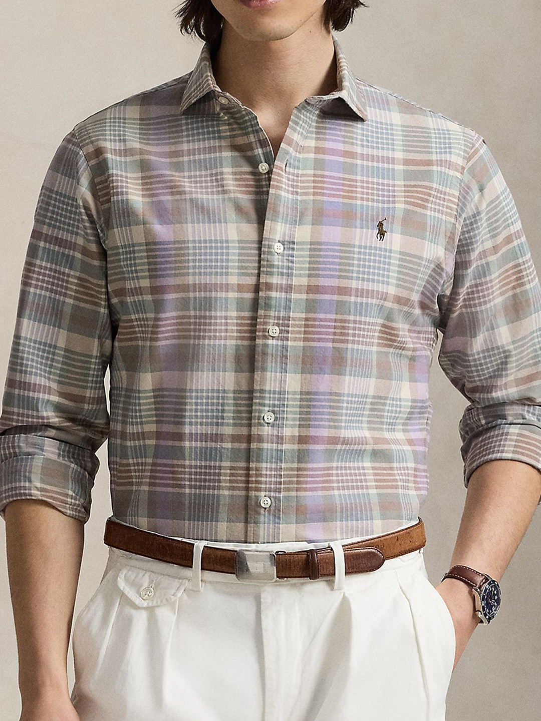 Polo Ralph Lauren Men Tartan Checked Spread Collar Formal Shirt