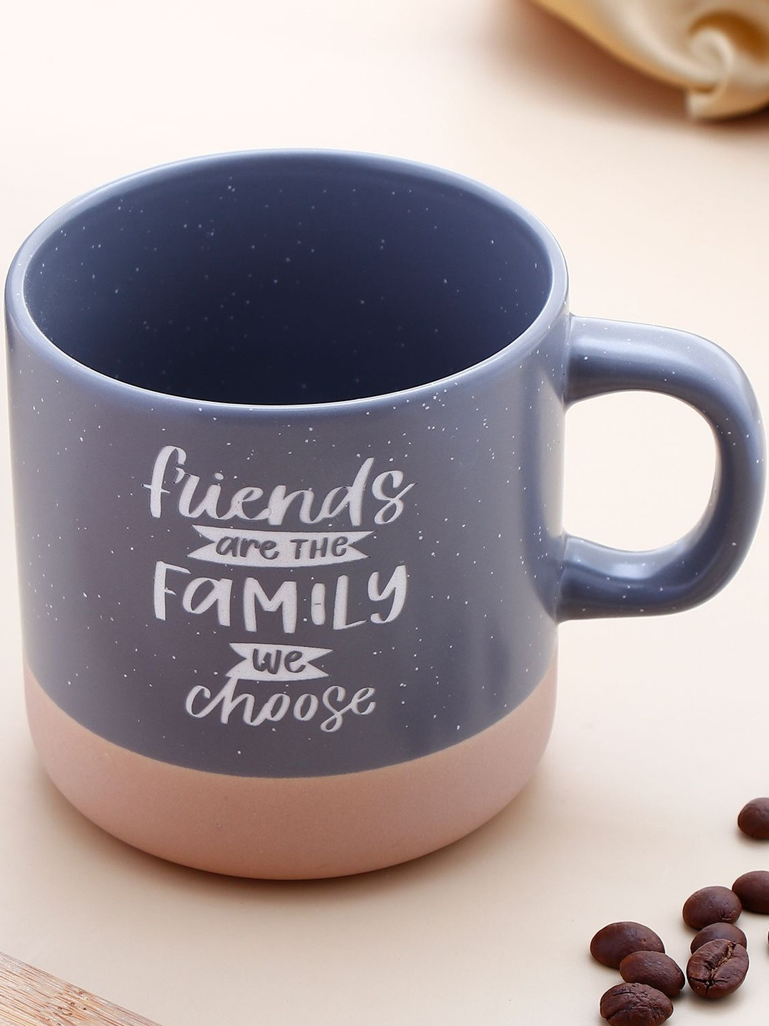 Archies Grey Ceramic Text Print Friends are Family Quoted Cork Base Mug