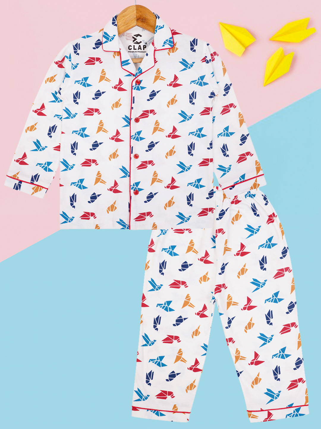 CLAP Boys Birds Print Cotton Night Suit