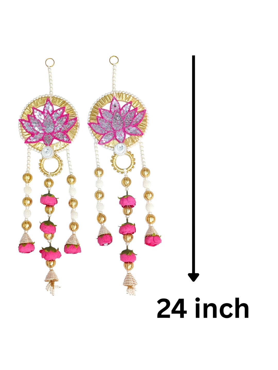 PUFFSMART 2 Pieces Pink & Yellow Lotus Design Floral Wall Hangings