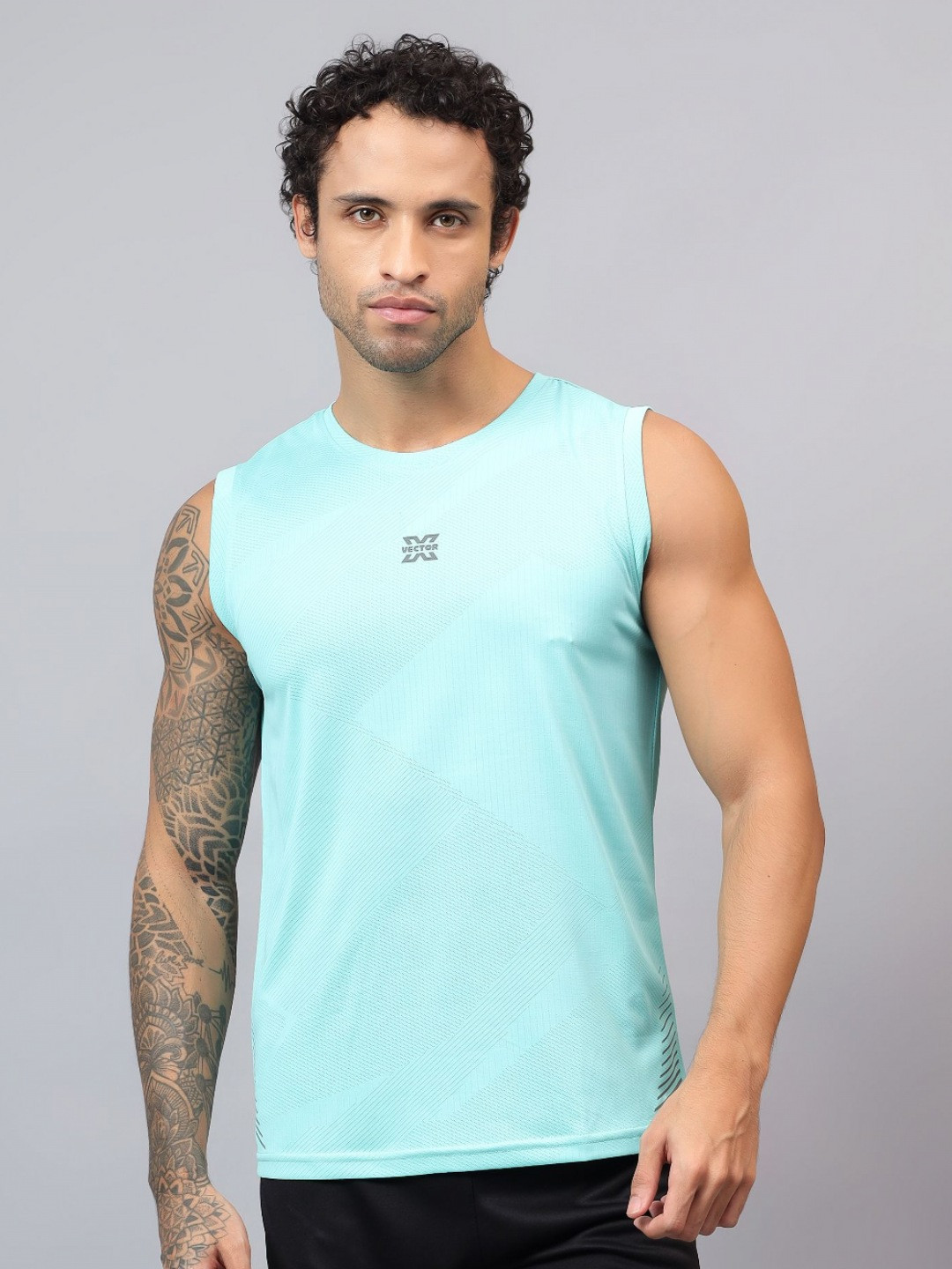 VECTOR X Men Self Design Round Neck T-shirt