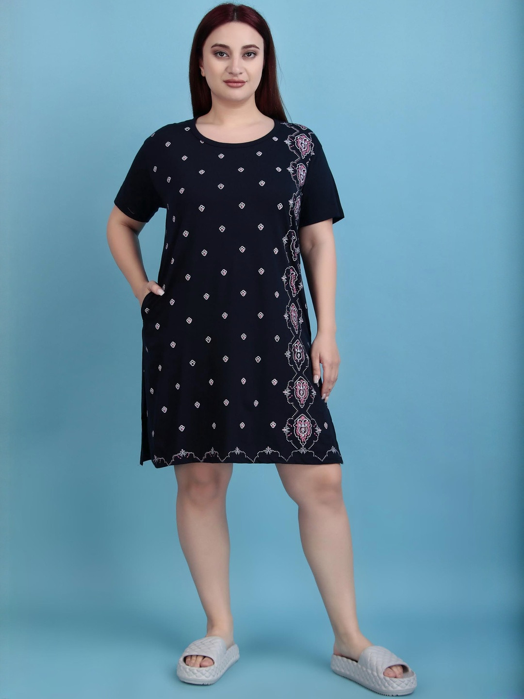 D-LINE Women Floral Printed T-shirt Dress