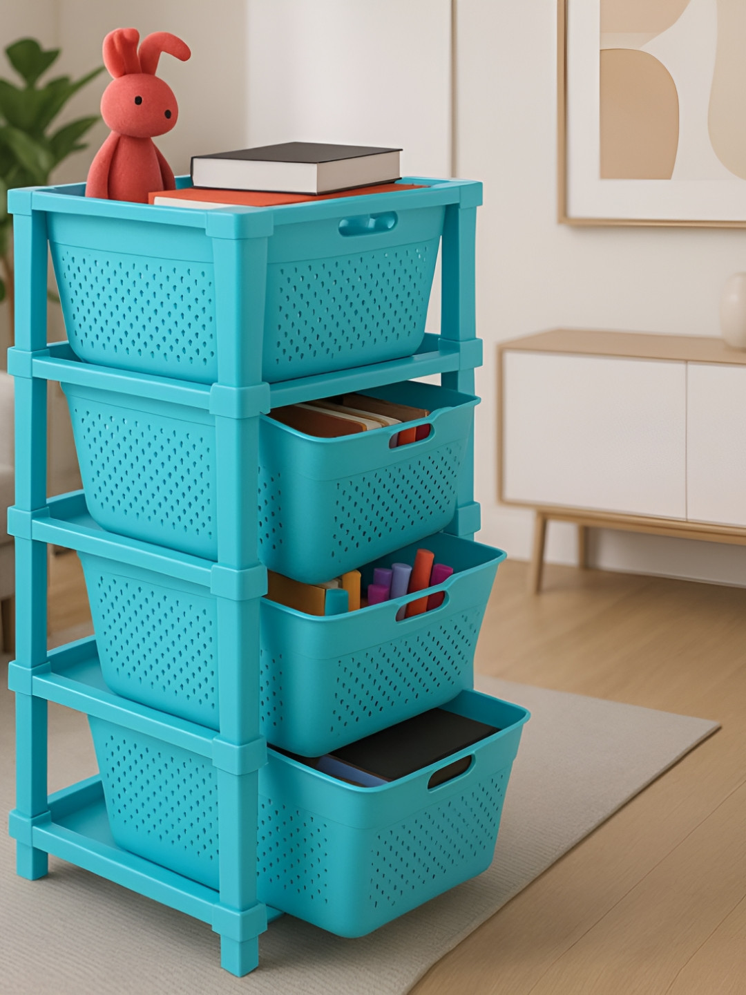 JD FRESH Stylo Blue 4 Tier Drawer Organiser