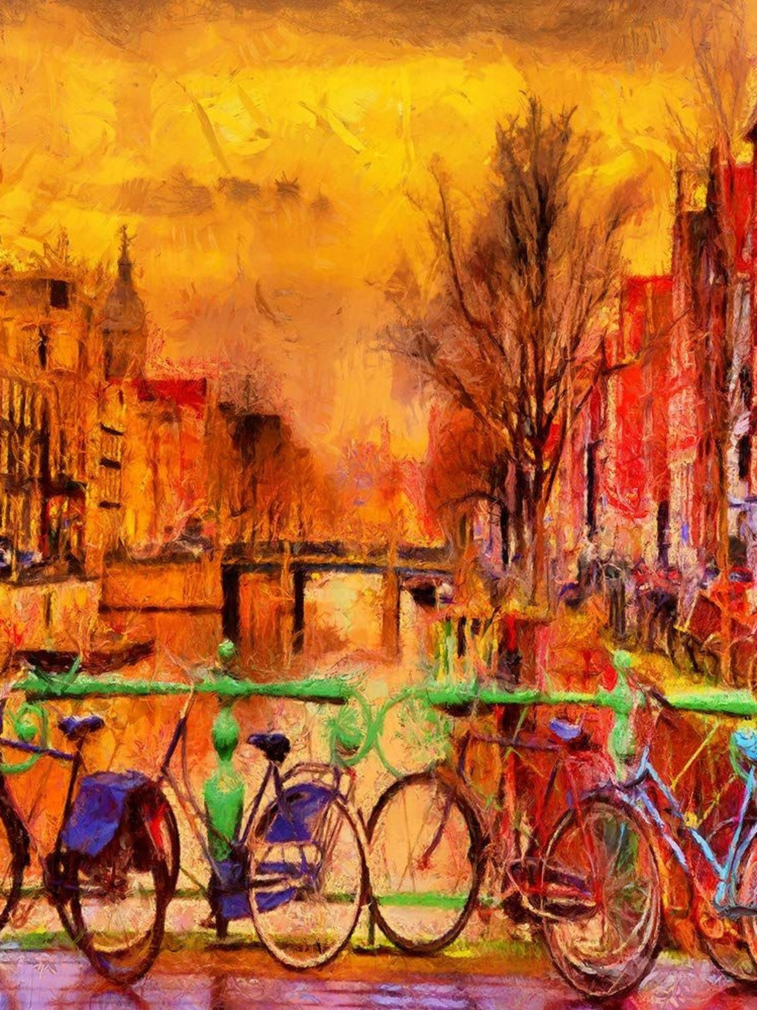 INSTANT WALLPAPER Rain over Amsterdam Canal Wall Art Decor