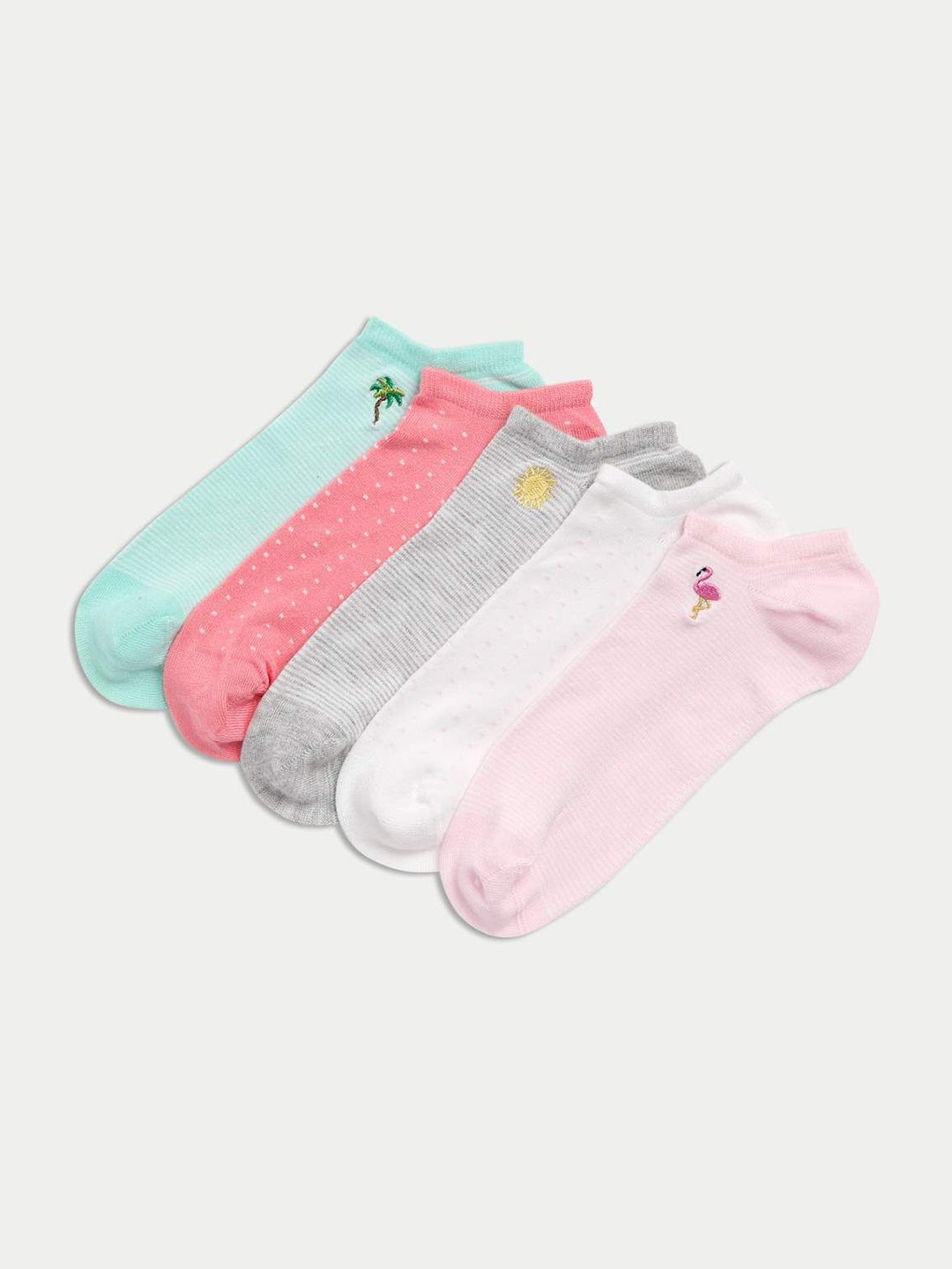 Marks & Spencer Women Pack Of 5 Embroidered Shoe Liner