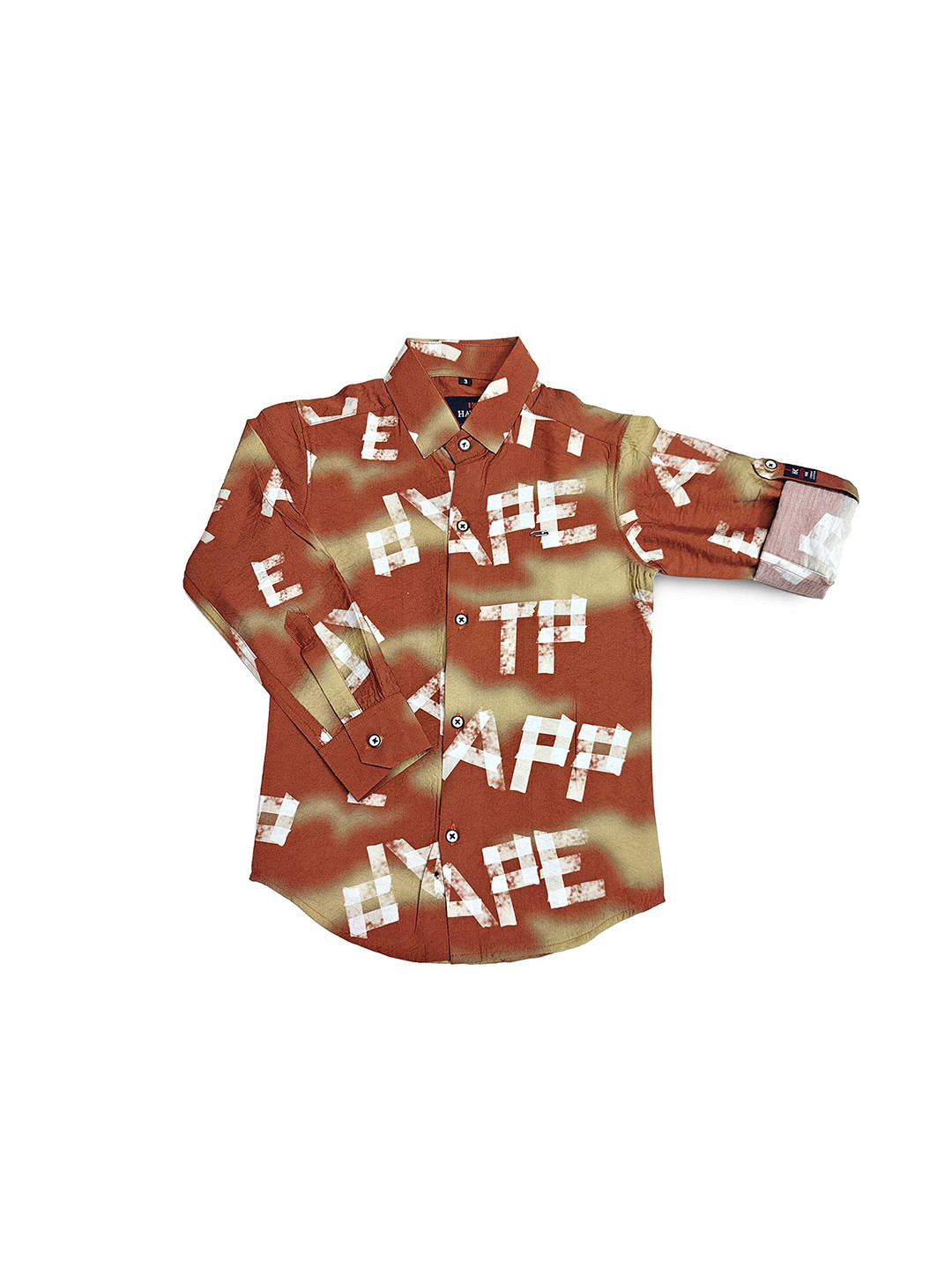 Boys Printed Maroon Shirt Full Sleeve