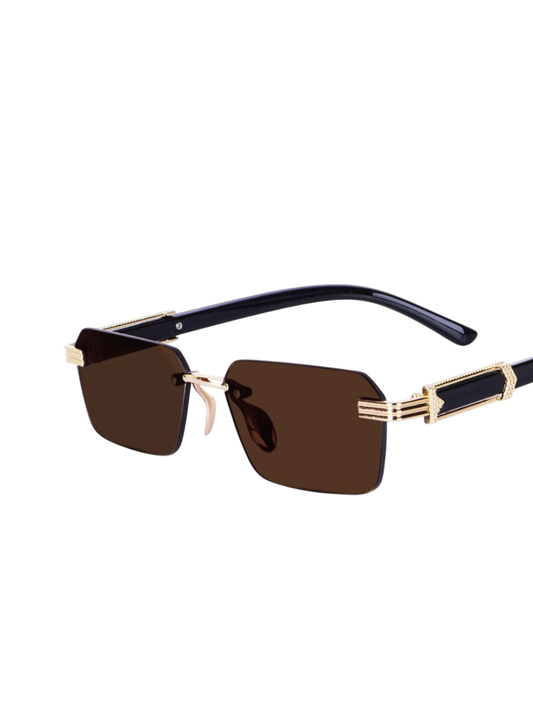 HIPE Men Brown Lens & Black Rectangle Sunglasses UpstoxBrown