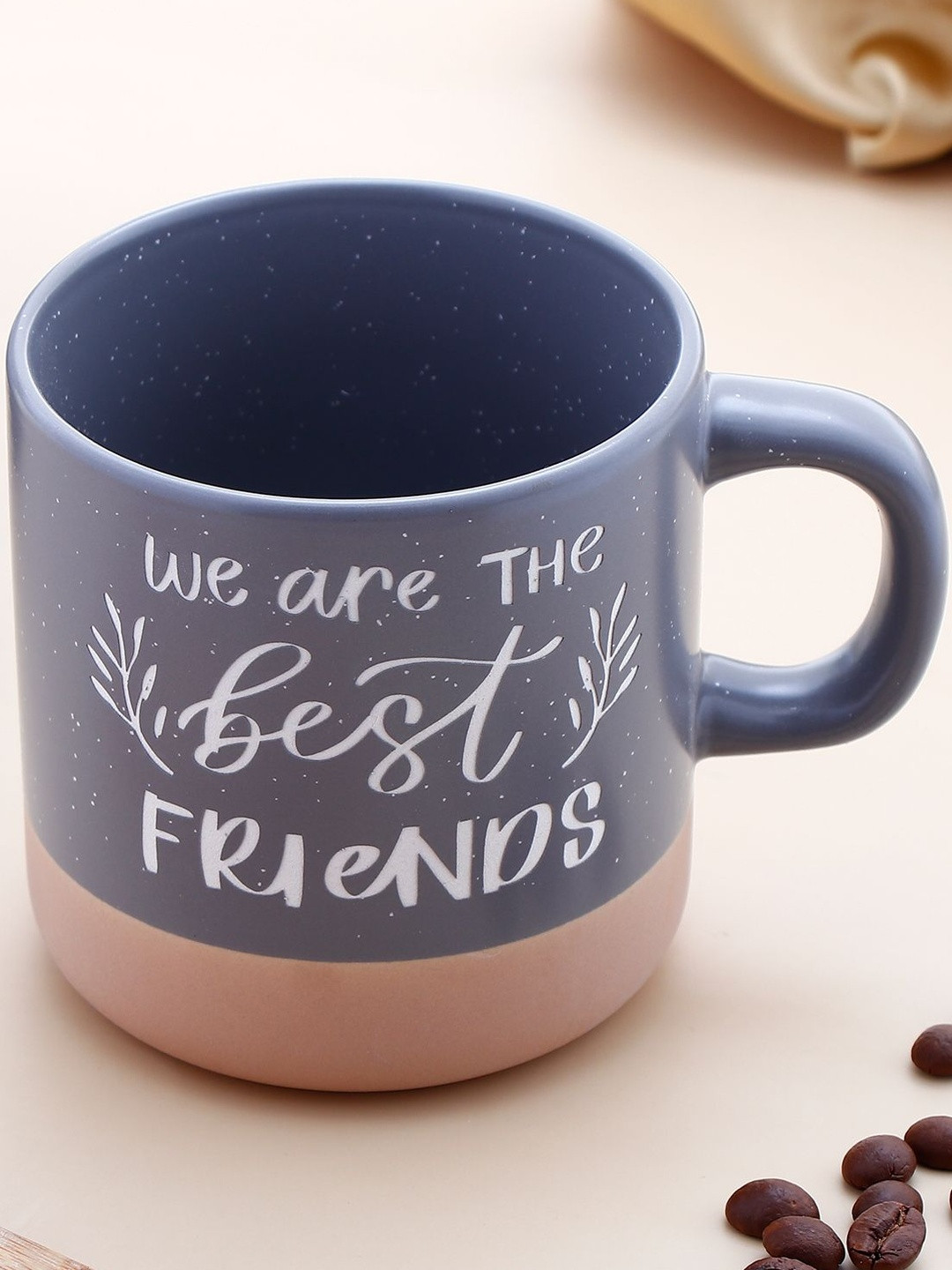 Archies Grey Quoted Glossy Ceramic Coffee Mug & Cork Base