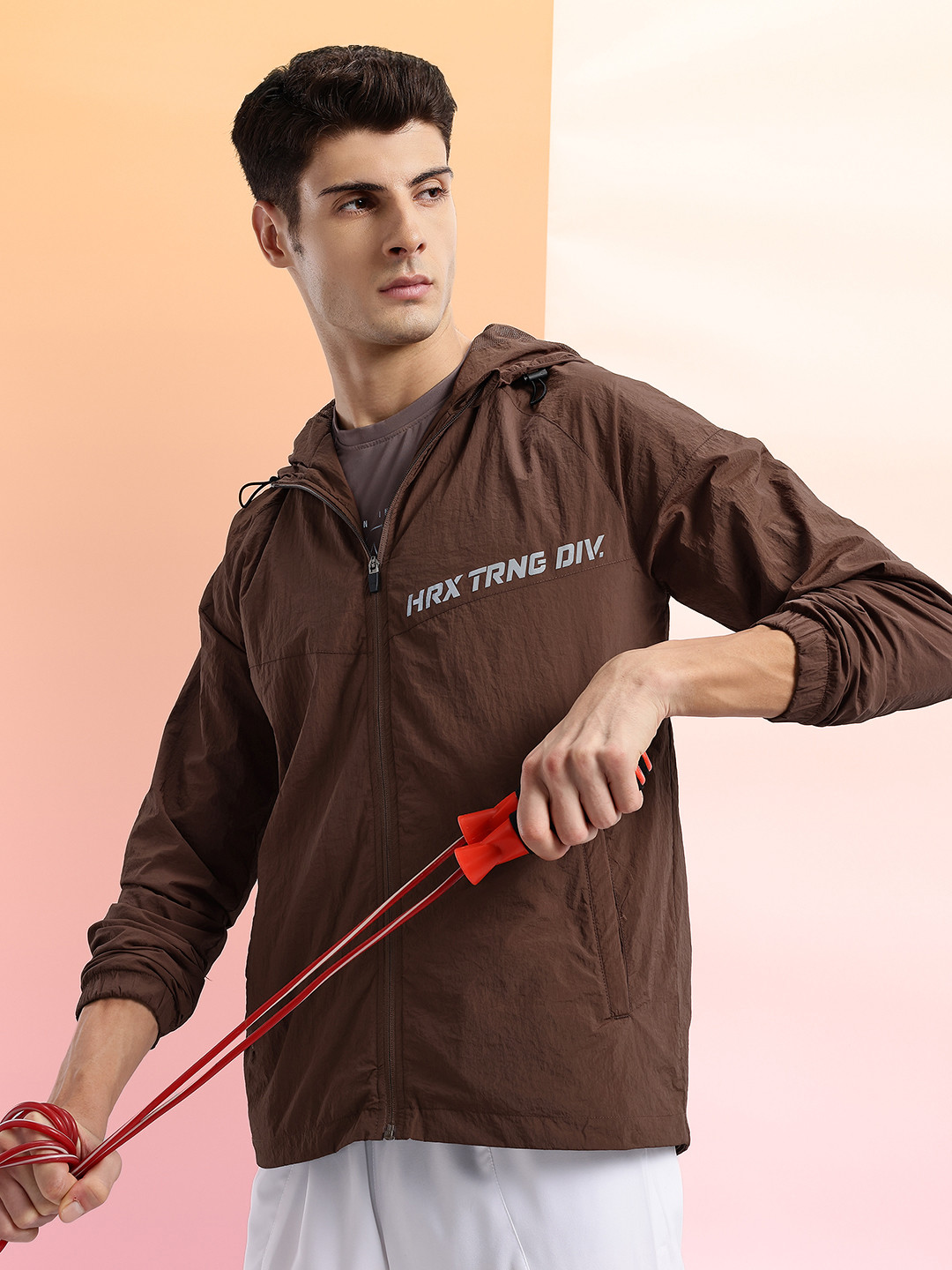 HRX by Hrithik Roshan Typography Training or Gym Sporty Jacket with Toggled Hem