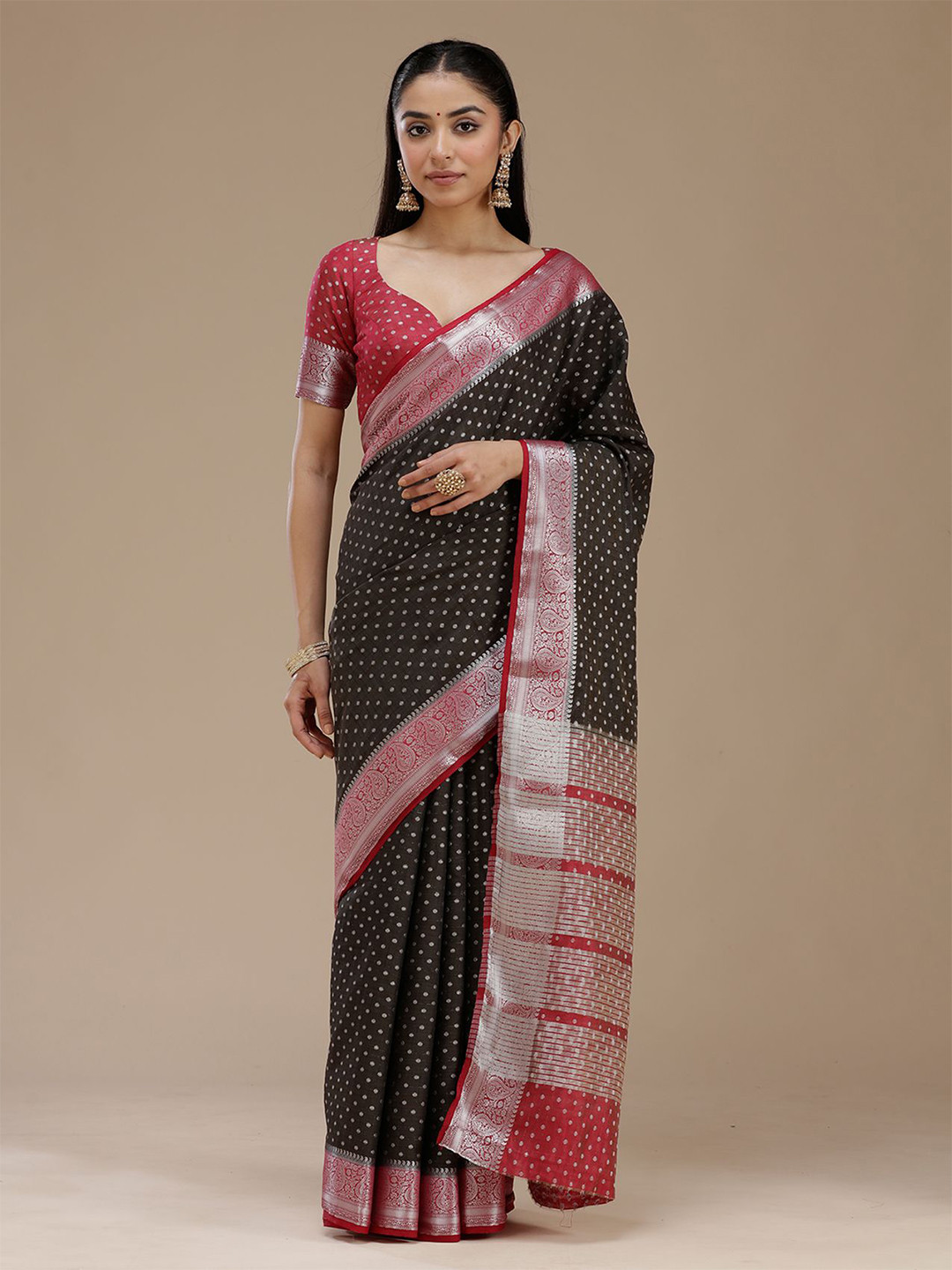 Koskii Black Cutdana Georgette Silk