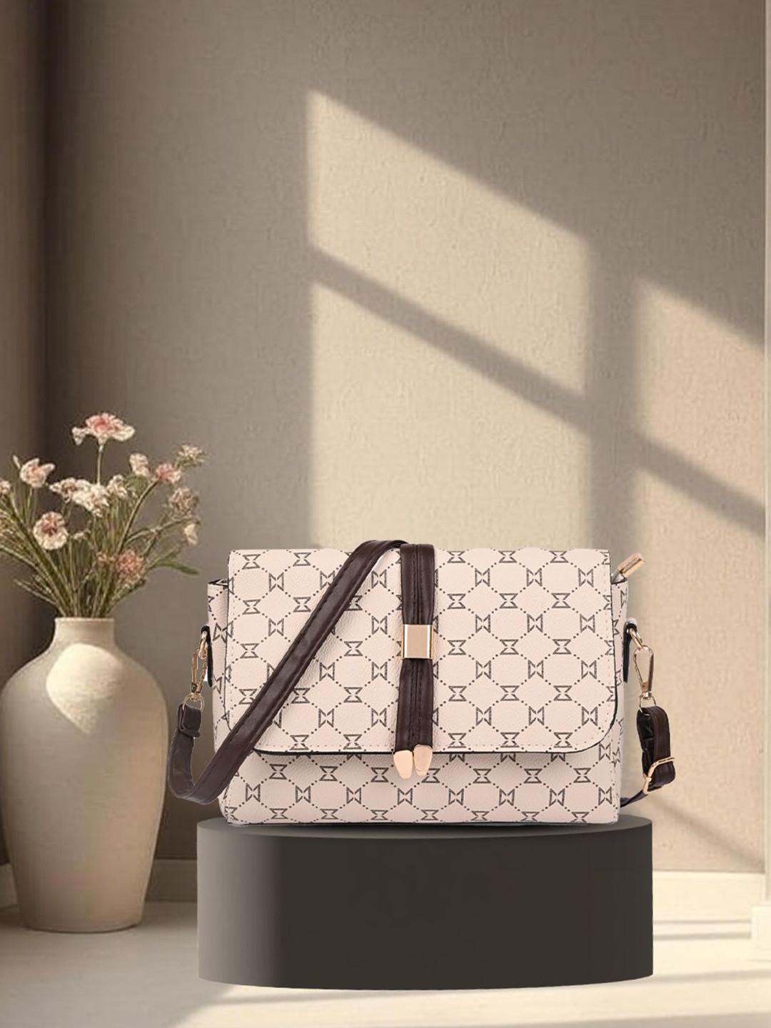 SAGEWARE Geometric Printed Sling Bag With Quilted