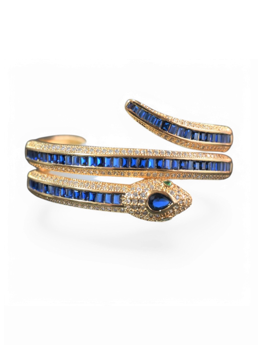 Gems Guru Women Gold-Plated Blue Stone Snake Stainless Steel Artificial Stones Bracelet