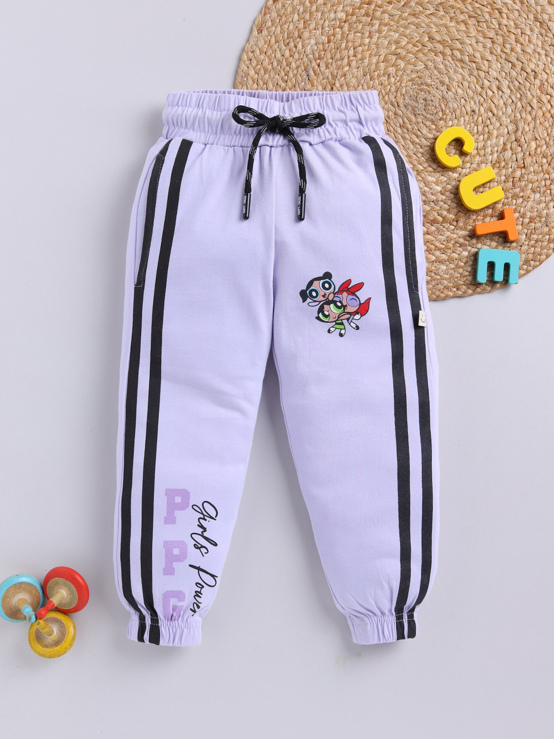Happy Faces Girls Power Puff Girls Pleated Pure Cotton Joggers