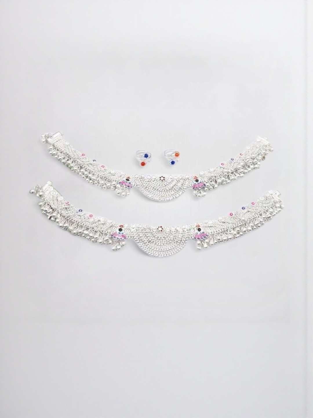 BR Ornaments Silver-Plated Artificial Stones Anklet