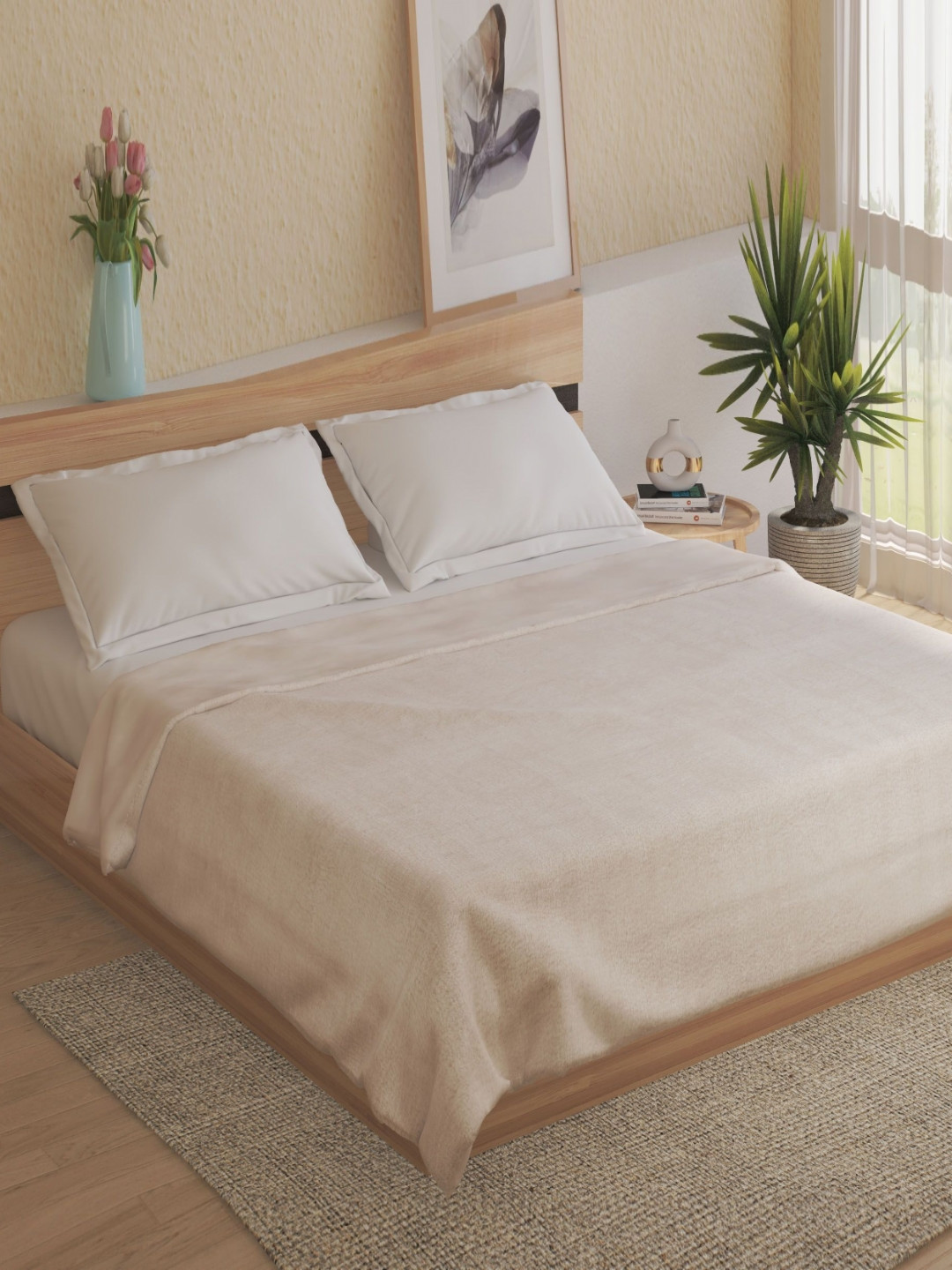 Home Centre Kadence Off White 550 GSM Double Bed Blanket