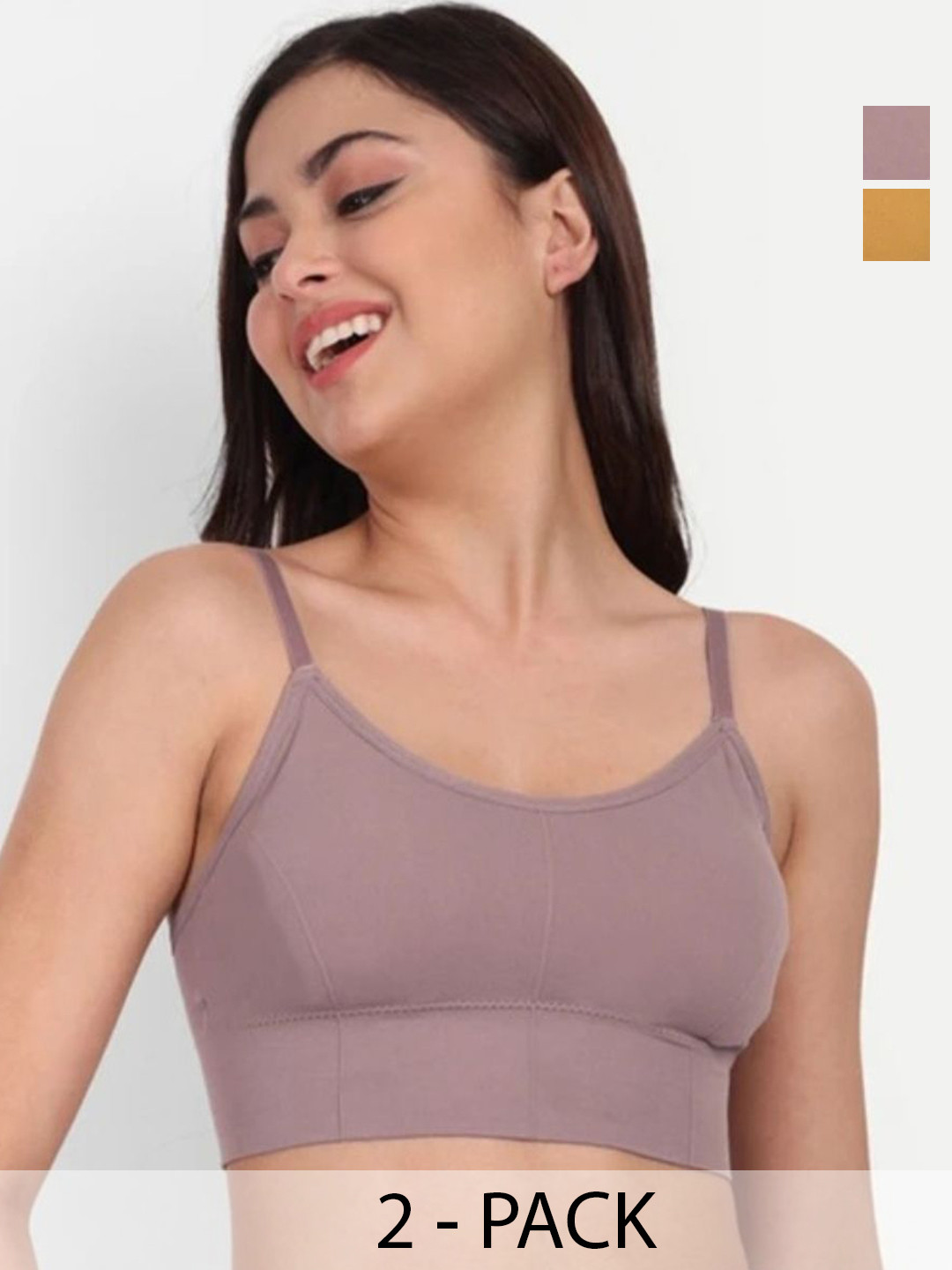 FIBO STEEL Pack of 2 Full Coverage Lightly Padded Cami Bra