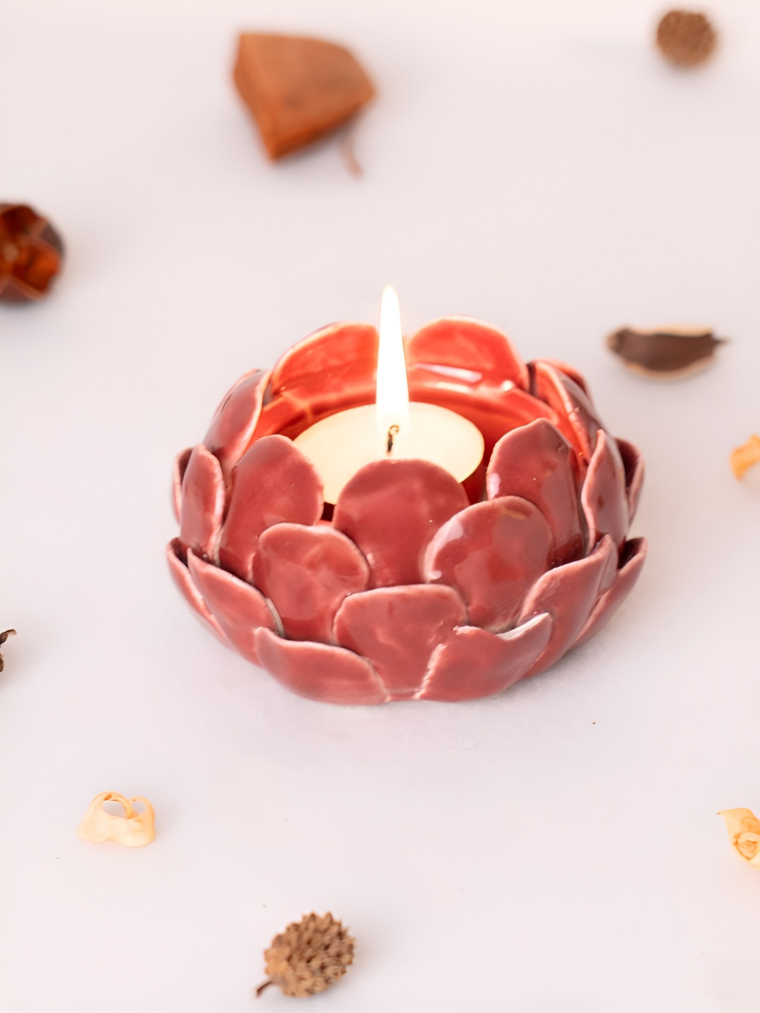 haus & kinder Red Artichoke Tea light Ceramic Candle Holder