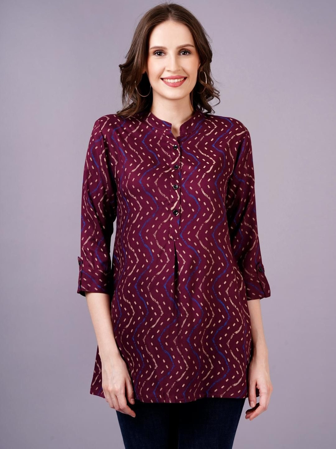 Jyoti Women Maroon Viscose Rayon Regular Casual Tops