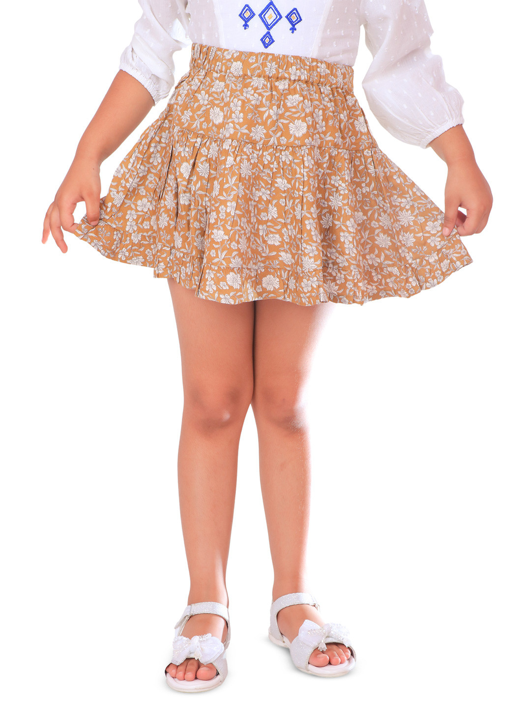 Miyo Girls Floral Printed Flared Mini Skirt