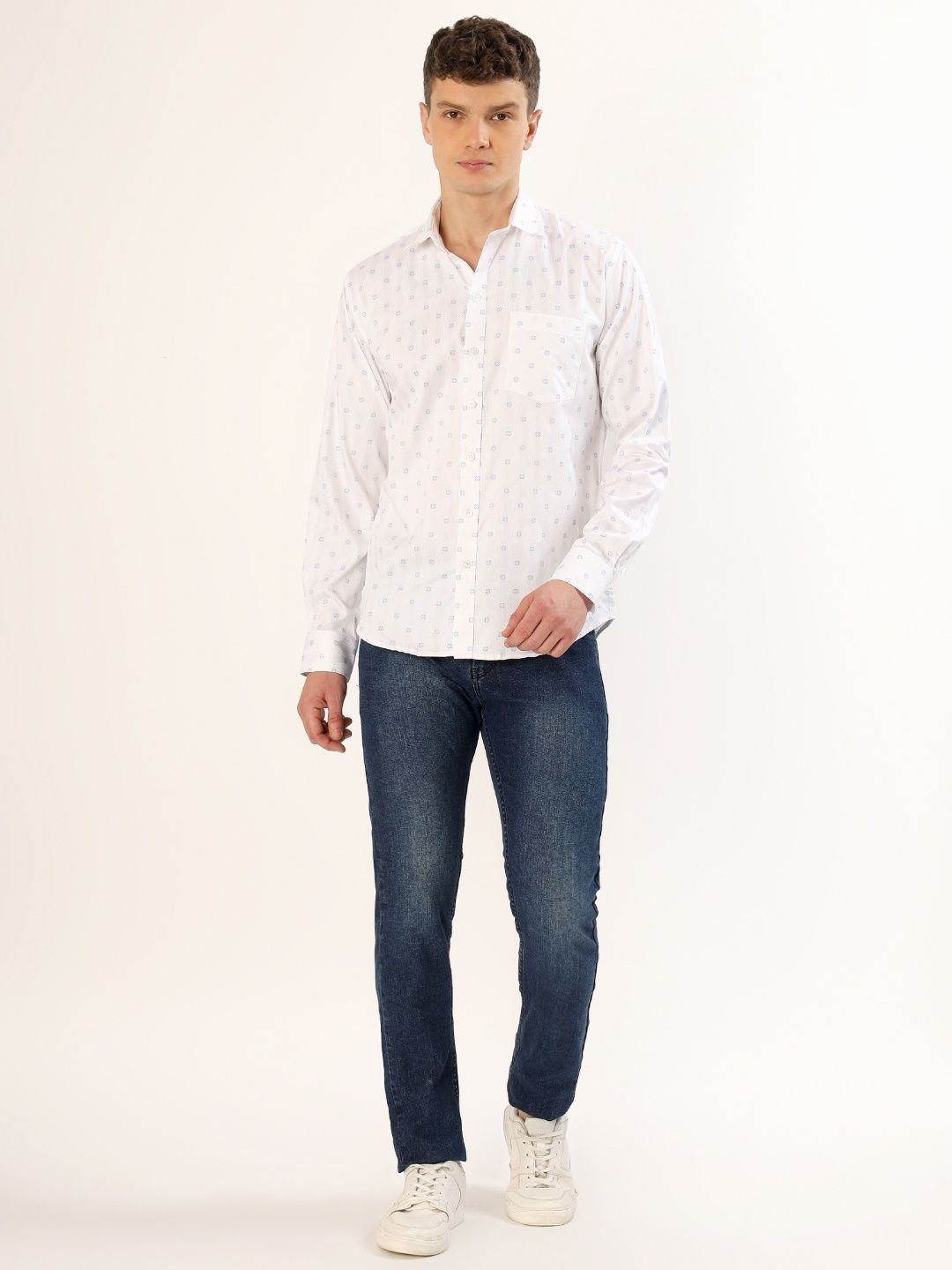 Pavilion Jeans Geometric Printed Long Sleeves Cotton Casual Shirt