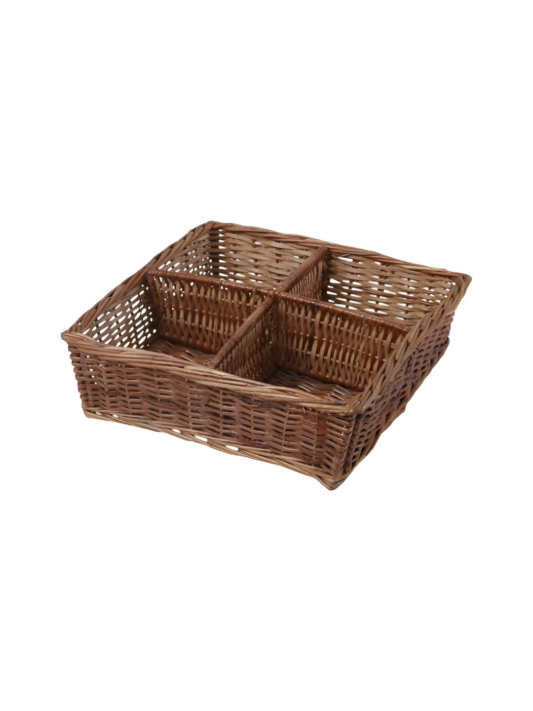 Rustic Rituals Brown Multi-Utility Wicker Compartment Basket For Dining Table