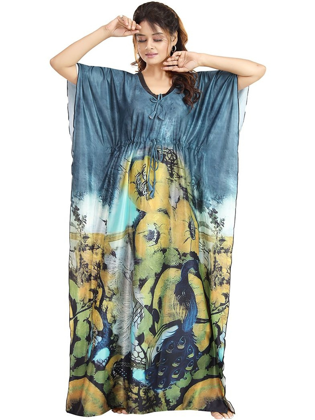 Gutthi Women Polyester Printed Kaftan Nightdress