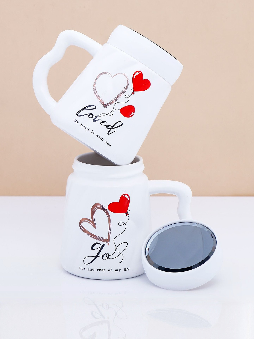 Archies White Printed Ceramic Glossy Mugs Set of Cups and Mugs