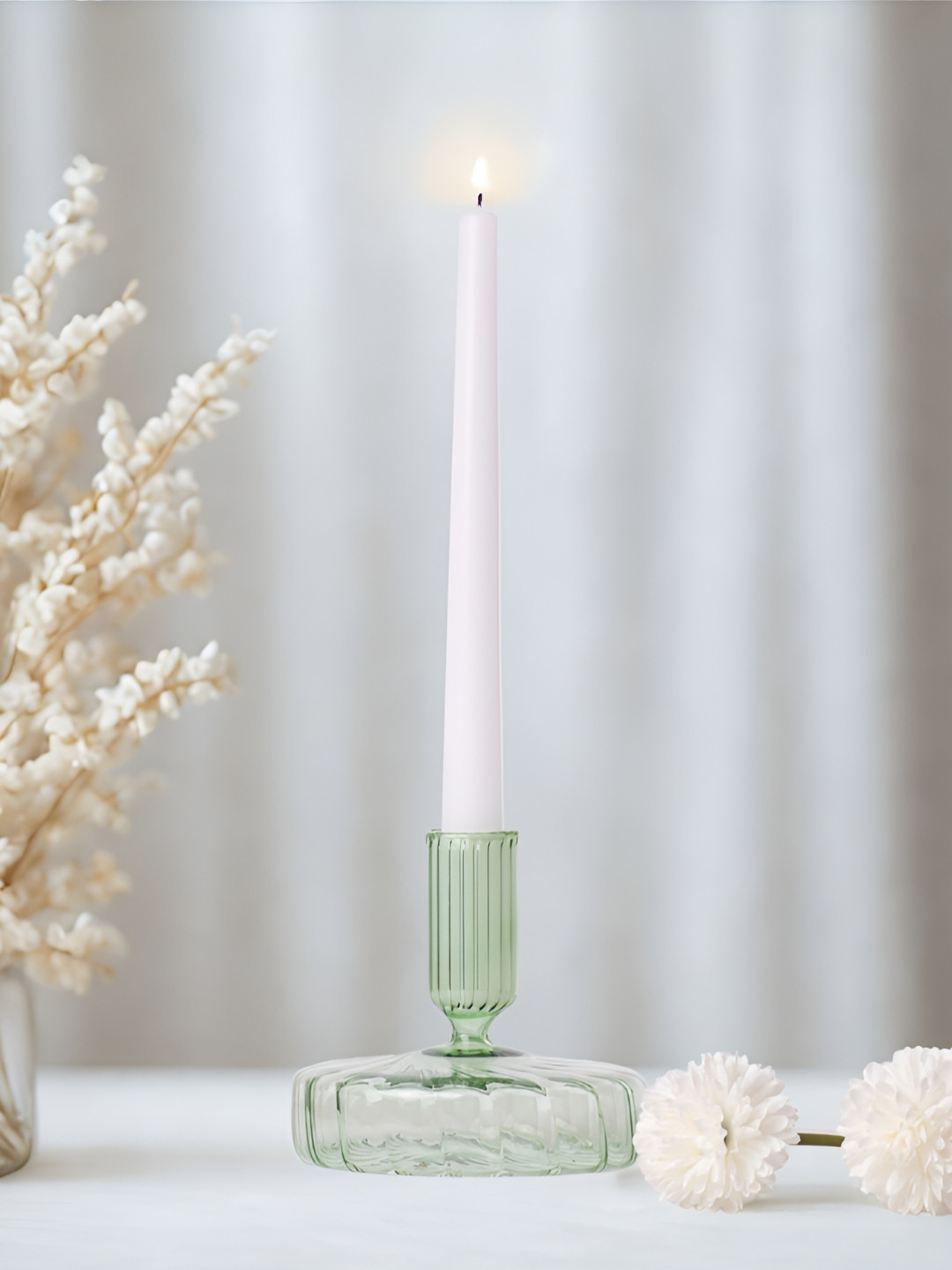 haus & kinder Green Moonveil Jade Candle Holder
