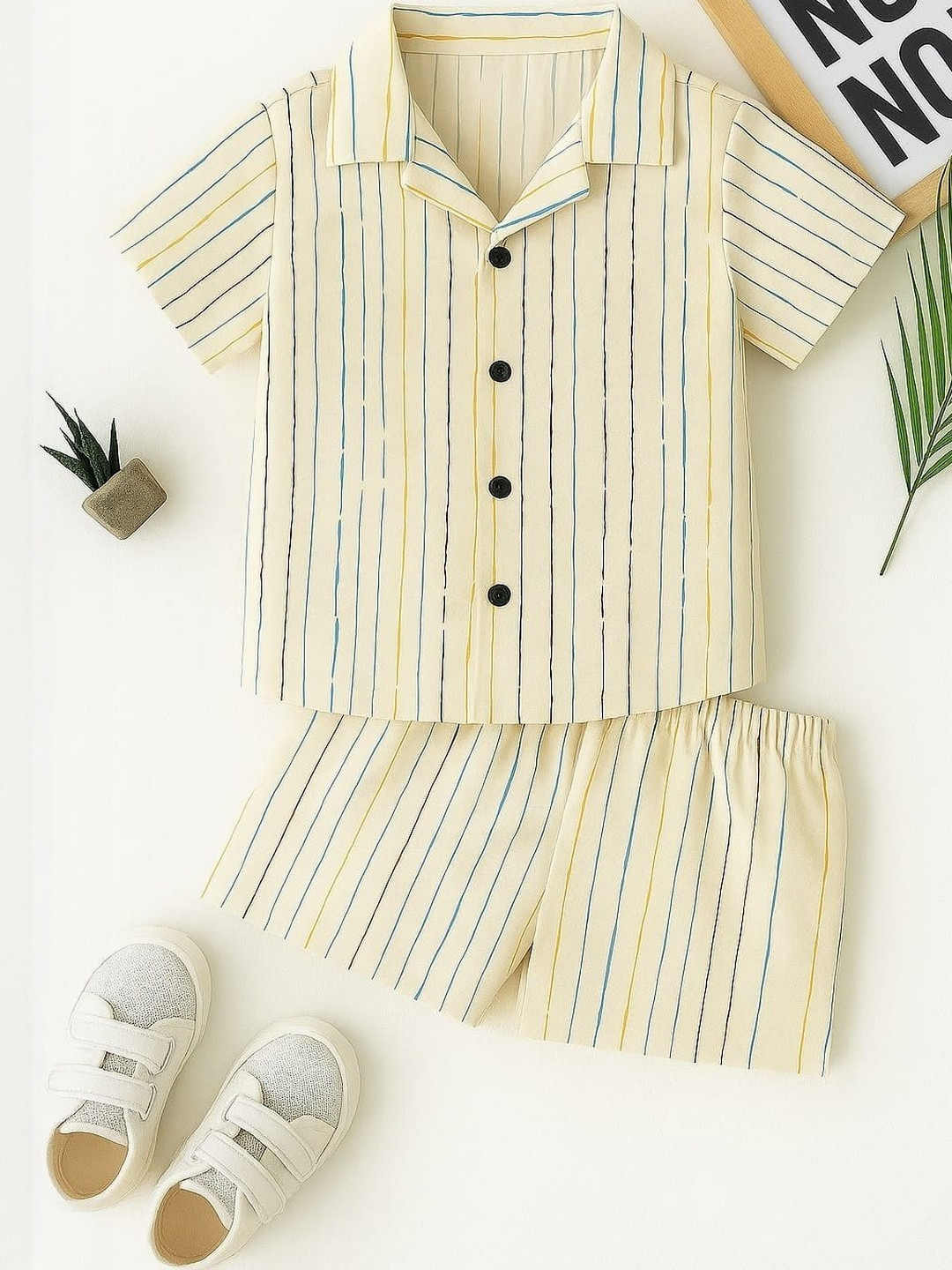 SW SWAGHOSH Boys Multi Shirt Collar Viscose Rayon Short Sleeves Causal Clothing Set