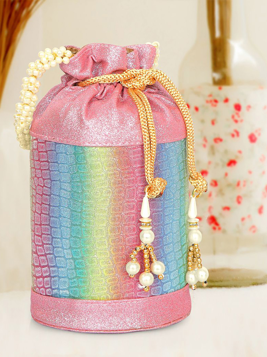 MISHA Textured Wrist Loop Potli Clutch