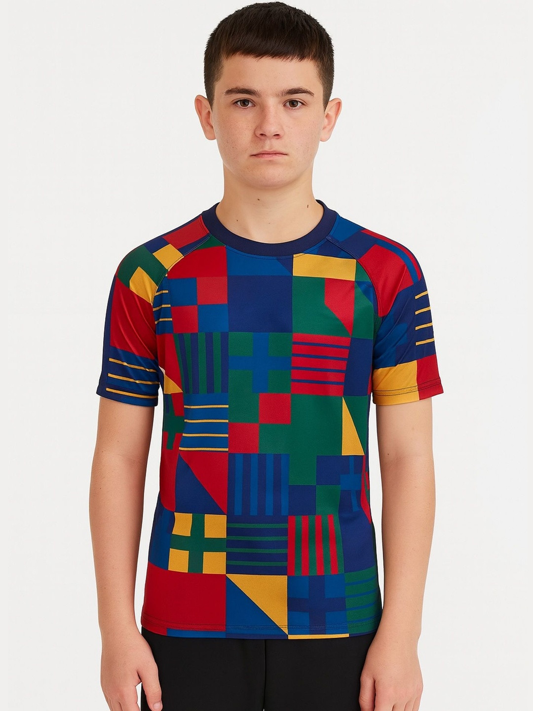 dostitch Boys Multi Color Typography Printed  Jersey T-shirt