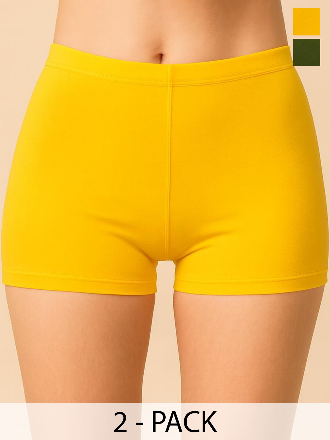 CKARFE Pack Of 2 Combed Cotton Boy Shorts Briefs CF SBT-33 D Yellow,D Green XS-2