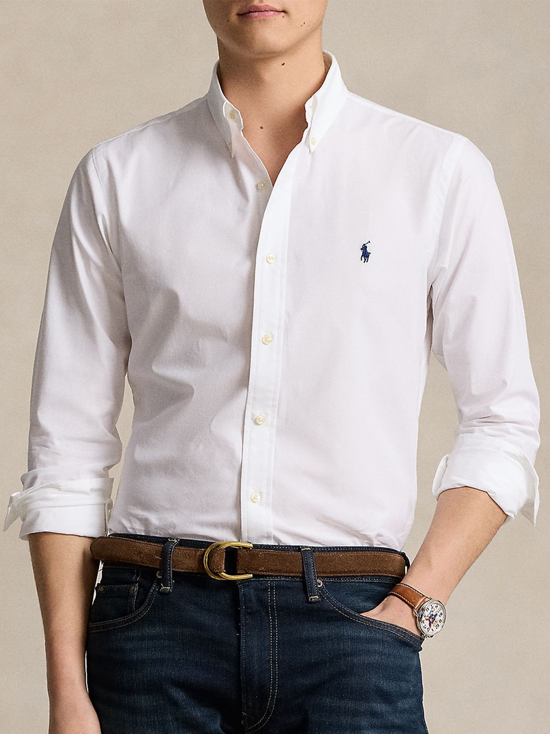 Polo Ralph Lauren Button-Down Collar Custom Fit Stretch Cotton Poplin Shirt