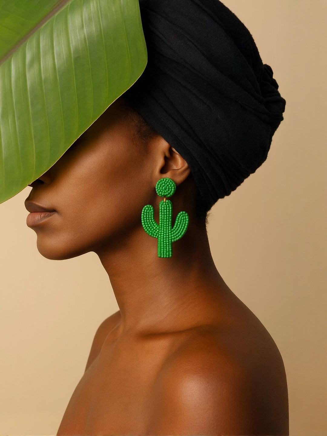 Haute Handles Artificial Beaded Cactus Shaped Drop Earrings
