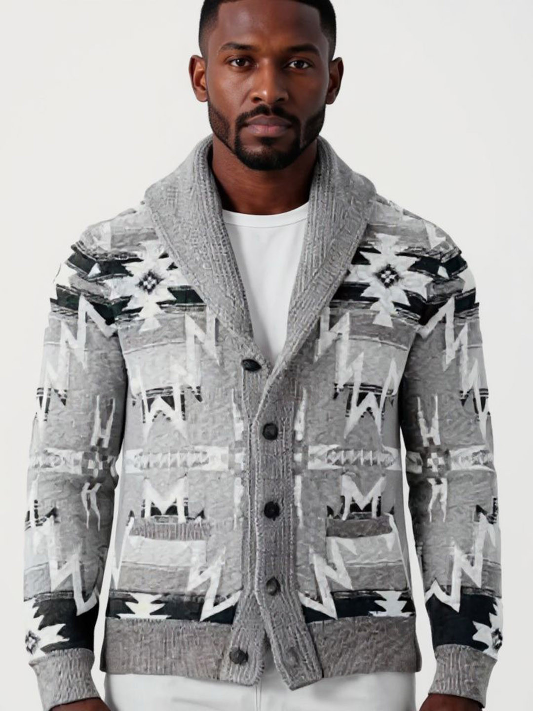 Mast & Harbour Geometric Printed Tailored Cardigan