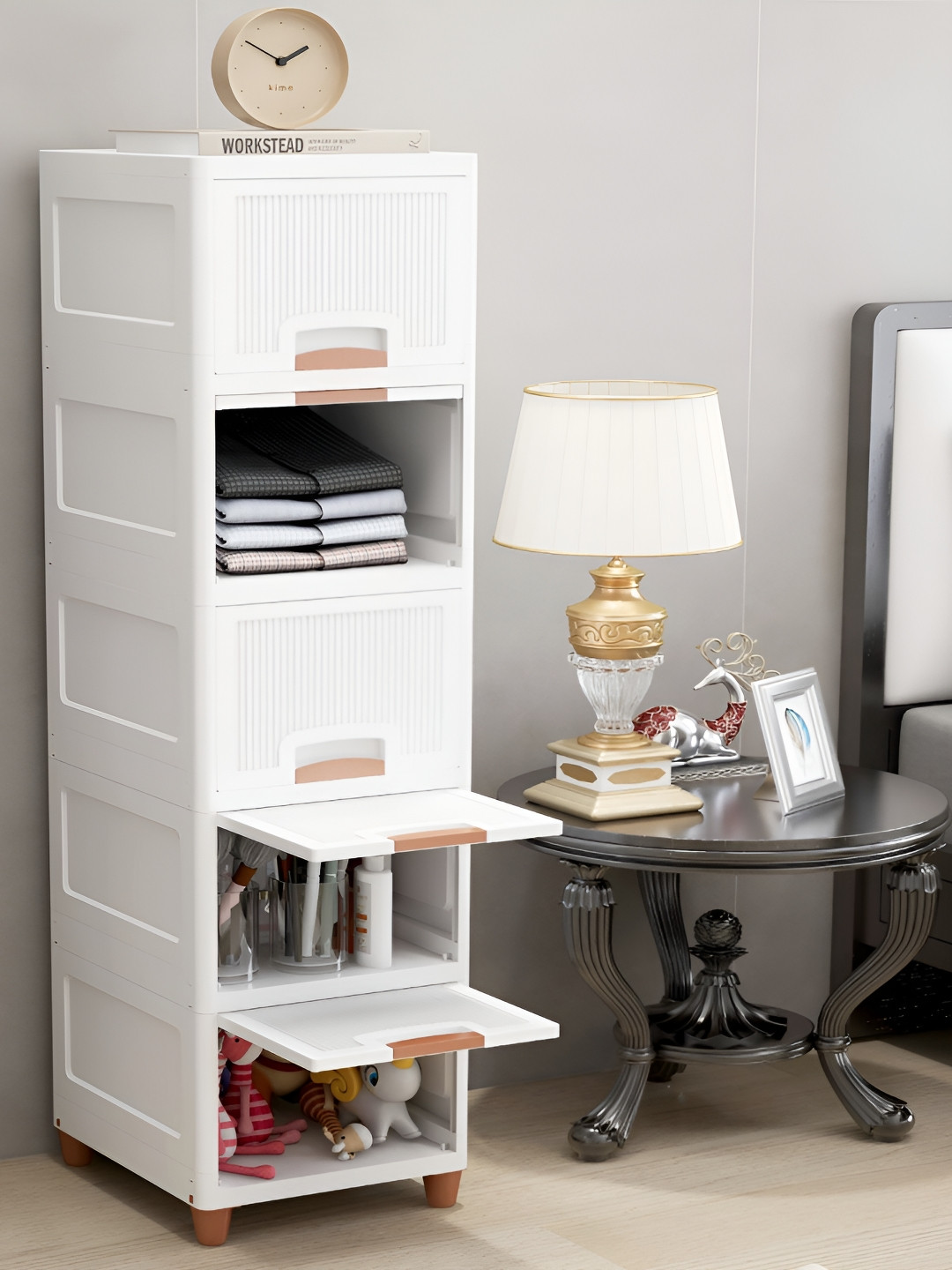 JD FRESH White & Brown 5 Tier Crack Resistant Multi-Utility Organisers