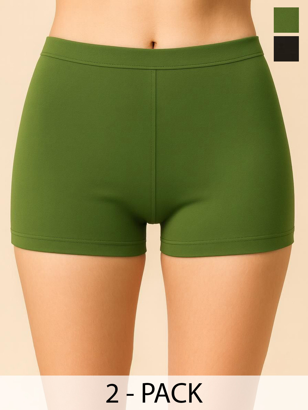 CKARFE Women Pack Of 2 Mid-Rise Cotton Boy Shorts Briefs CF SBT-33 Grey,D Green XS-2