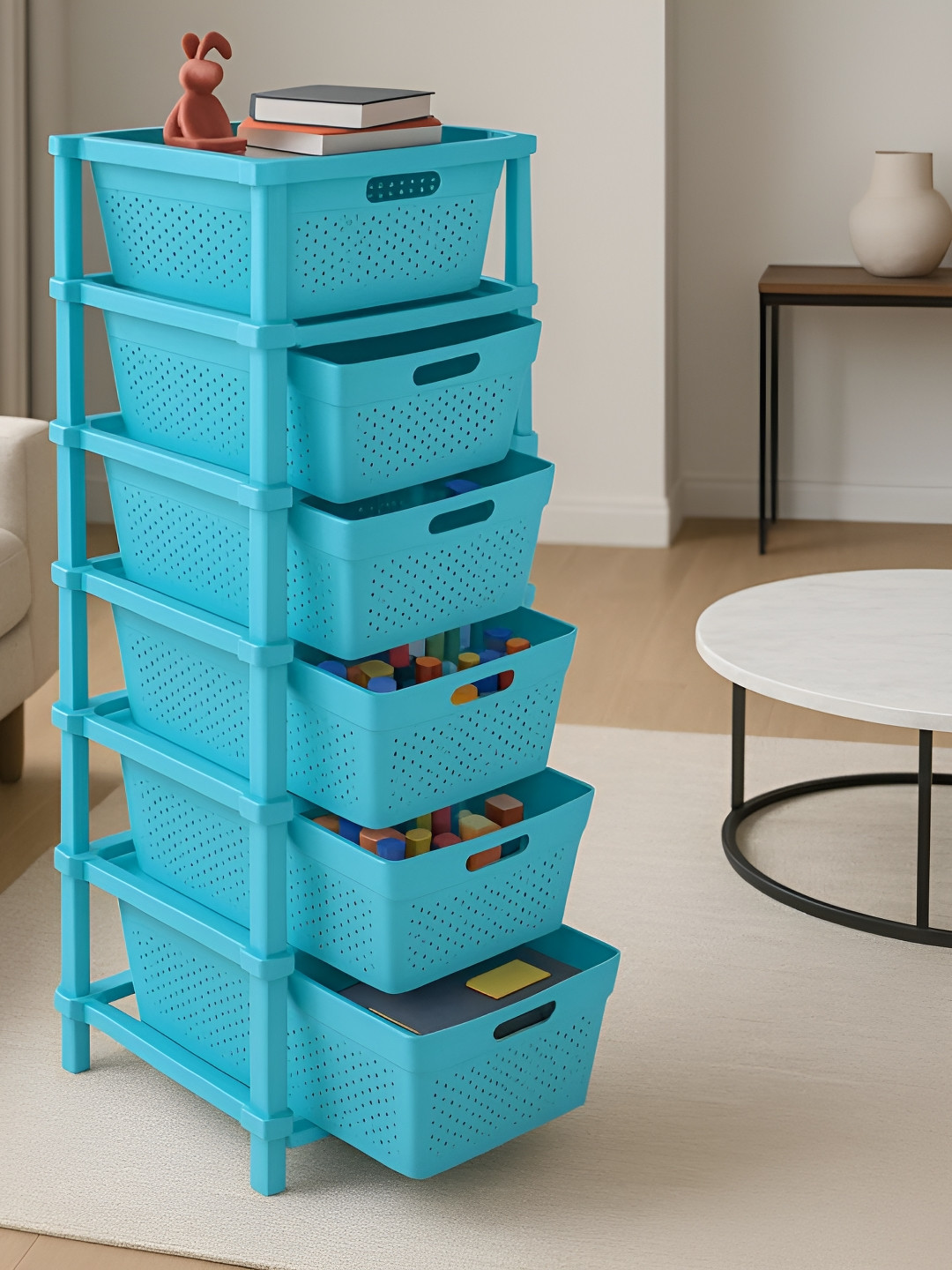 JD FRESH Stylo Blue 6 Tier Drawer Organiser