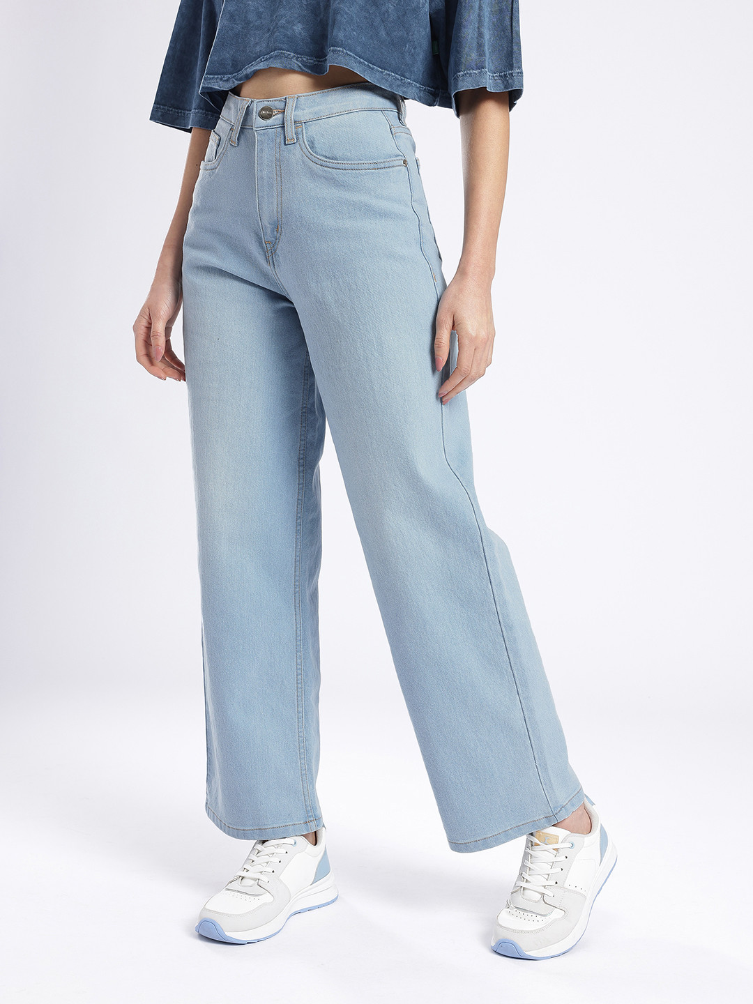 glitchez Women Baggy Fit Light Fade Stretchable Jeans
