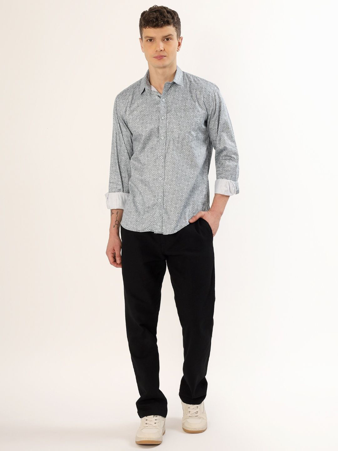Pavilion Jeans Geometric Self Design Cotton Casual Shirt