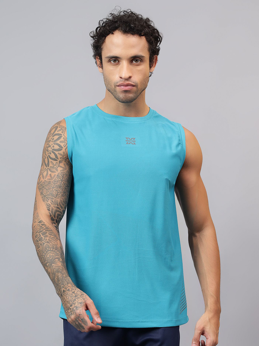 VECTOR X Men Self Design Round Neck T-shirt