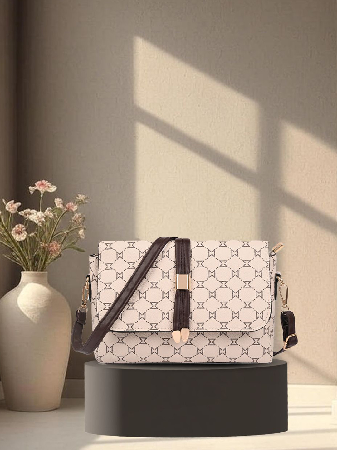 SAGEWARE Geometric Printed Sling Bag With Quilted
