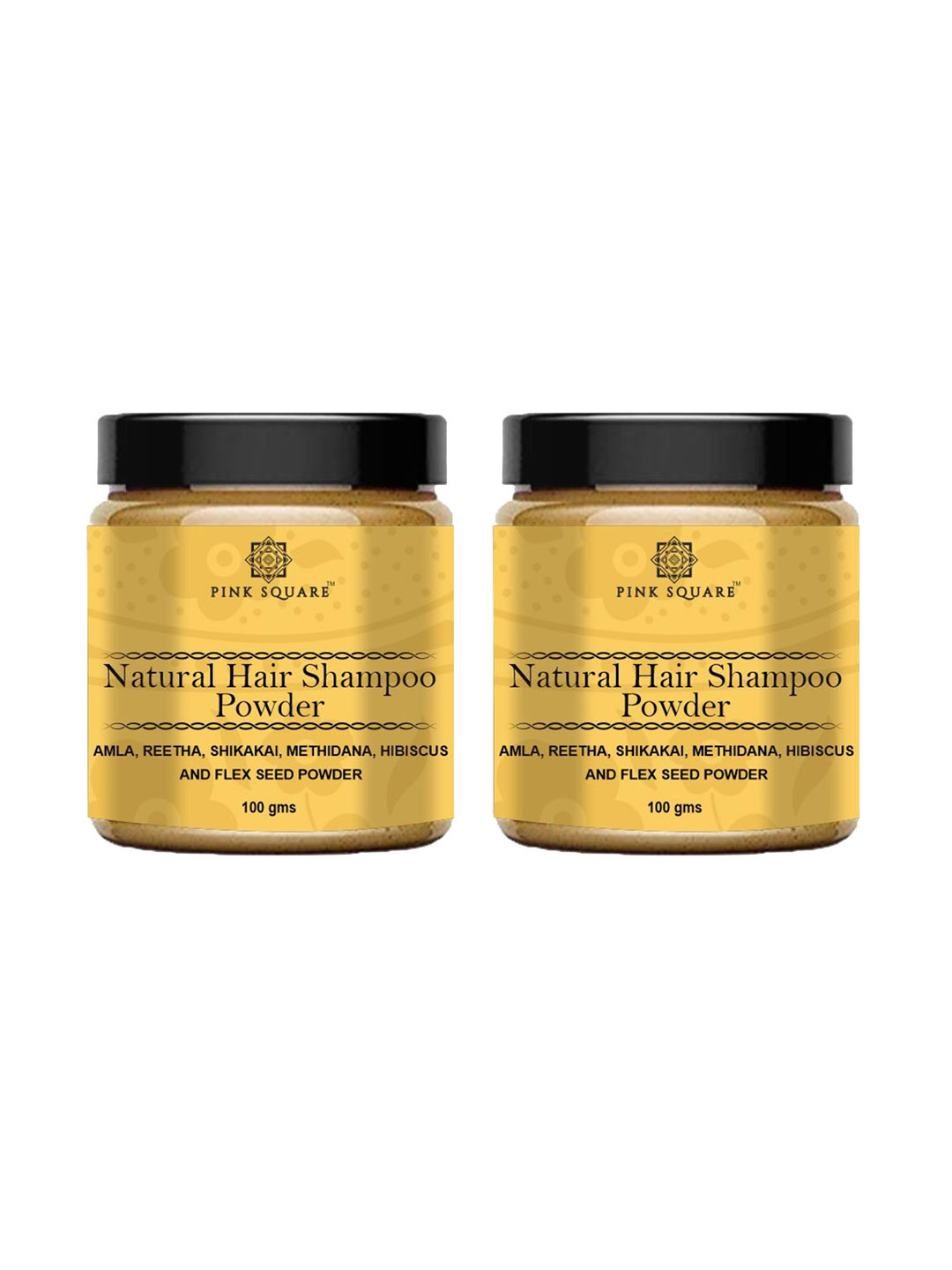 Pink Square Set Of 2 Natural Hair Shampoo Powder For Hairfall & Dandruff - 50 g Each