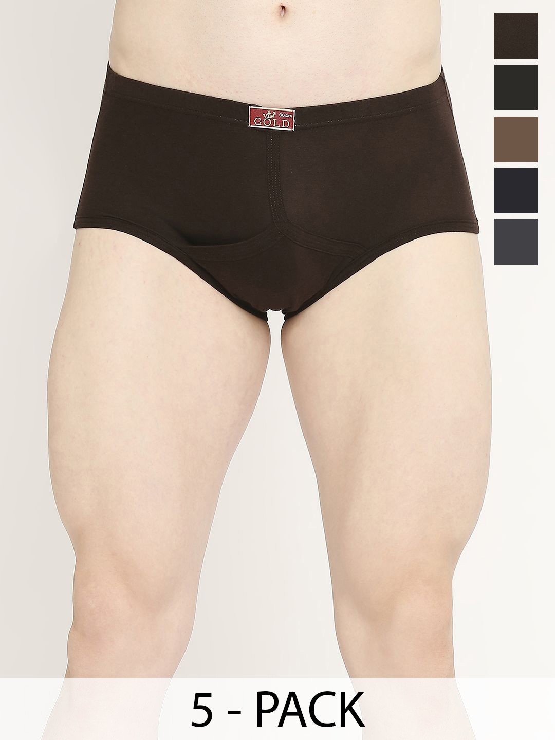 VIP Pack Of 5 Pure Cotton Basic Briefs VP-MI-BF-GOLDC-1P-IN-PO5-80-Pack of 5