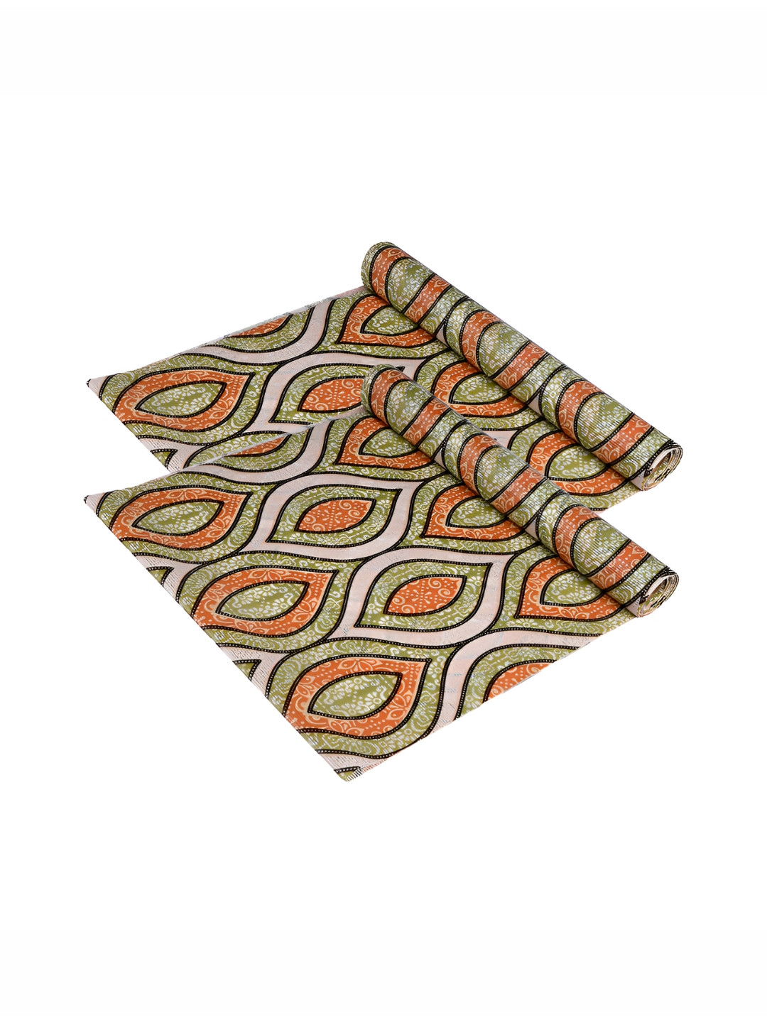 Aura Green & Orange 2 Pieces Zig Zag Gripper Shelf Liner Organisers