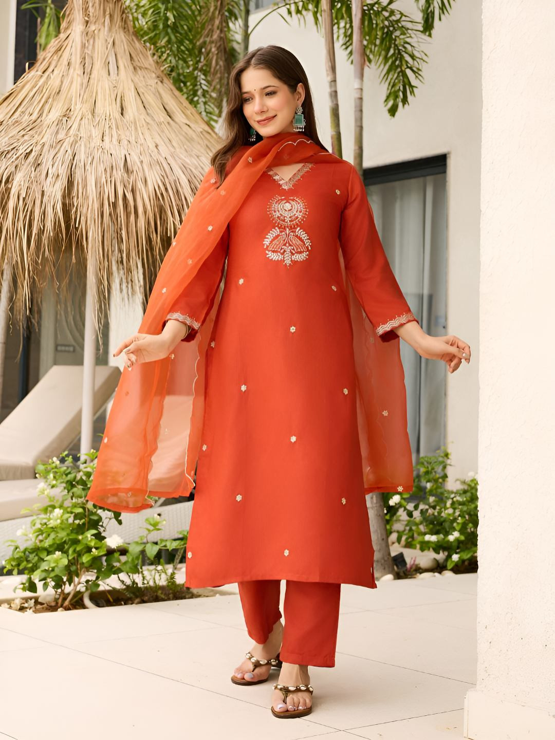 PREMNAD Women Ethnic Motifs Embroidered Regular Thread Work Kurta with Trousers & Dupatta