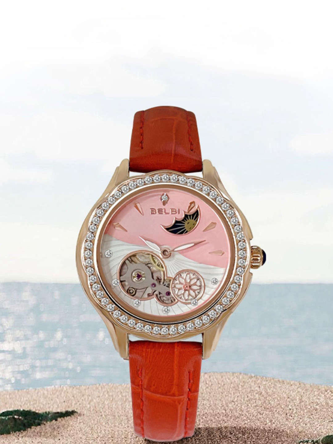 Belbi Women Leather Straps Analogue Motion Powered Watch BL114_877253227949