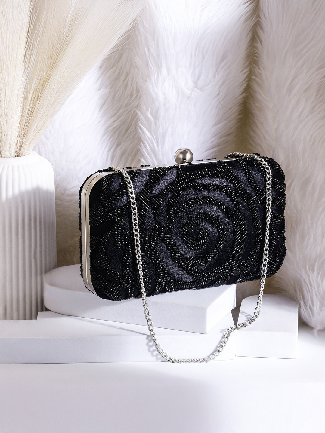 QANISHA Embroidered Box Clutch